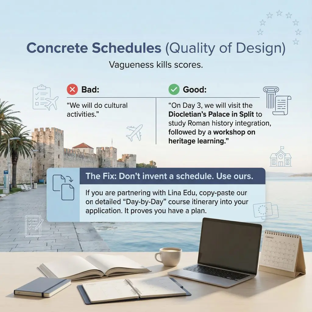 LinaEdu Erasmus+ KA1 Courses Split Croatia - Concrete Schedule in Cultural Activities